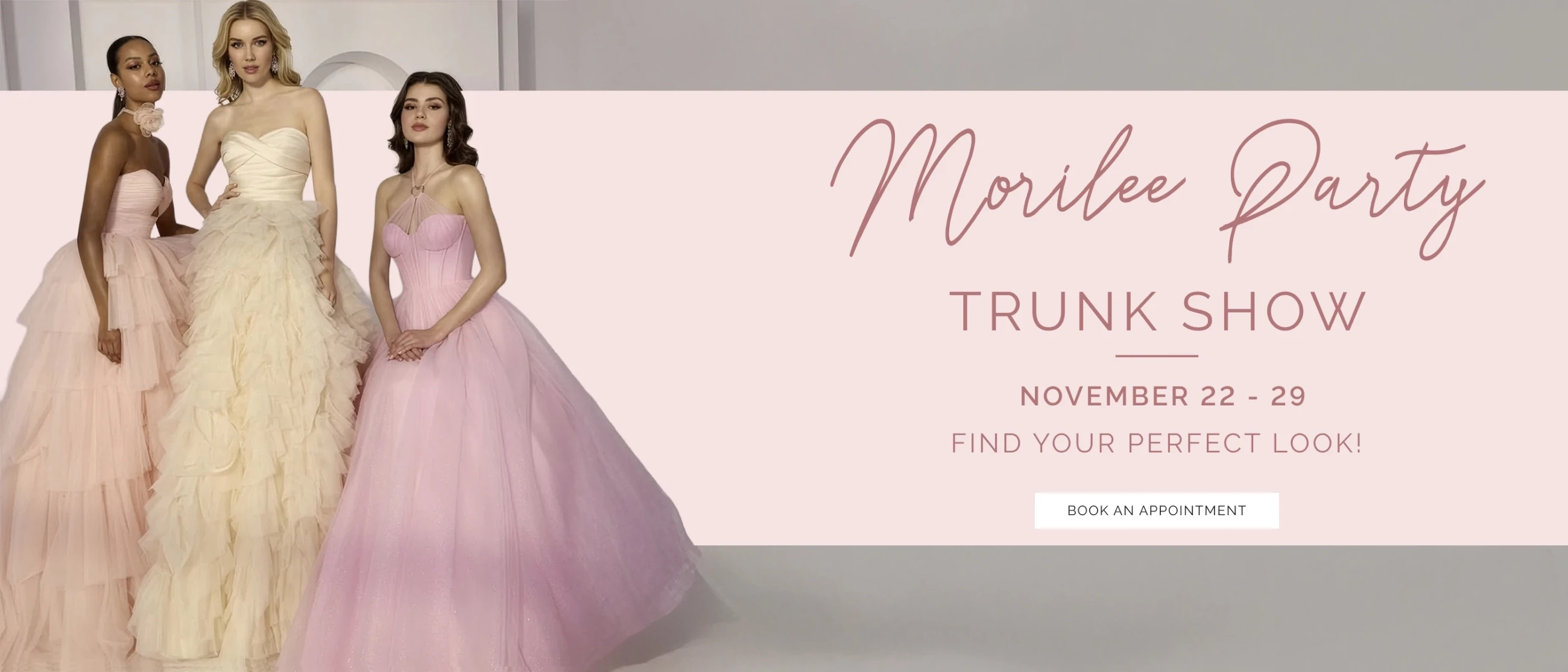 Morilee Party Trunk Show Banner Desktop